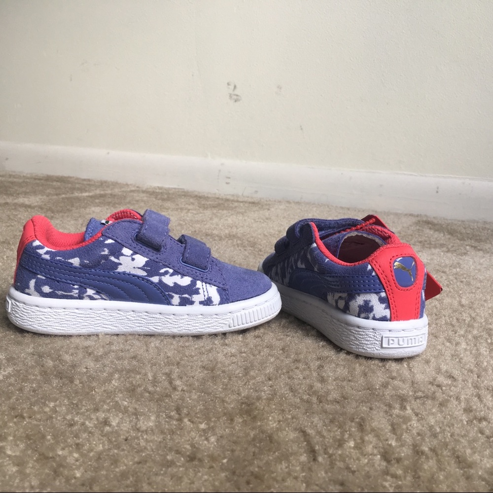 Kids No Laces Tie Puma Sneaker Purple White